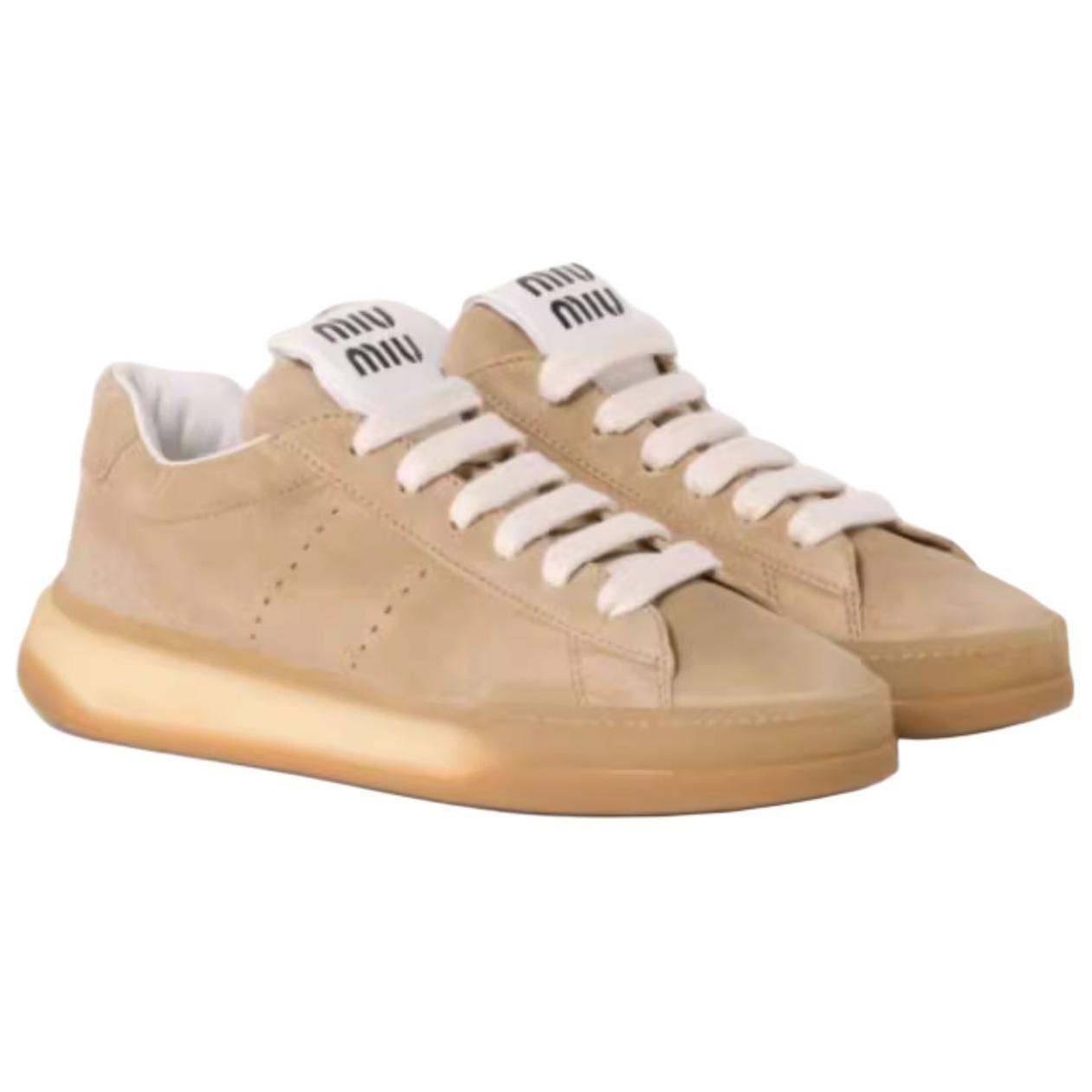 Женские скейтерские кросовки Low Top светло-коричневые MIU MIU — фото 3
