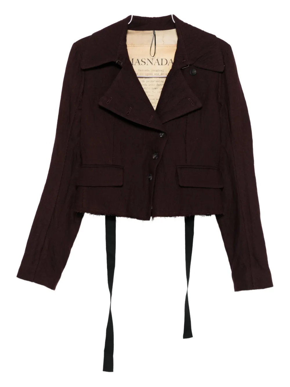 

Пиджак с необработанными краями и деталями в виде ремешков Masnada, коричневый