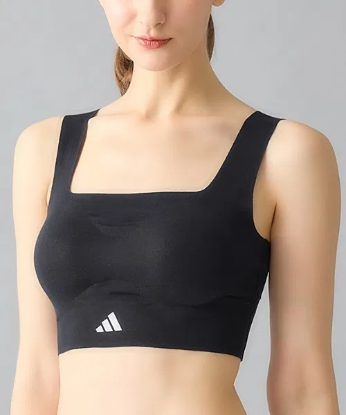 Спортивный бра-топ adidas, полностью бесшовный, черный