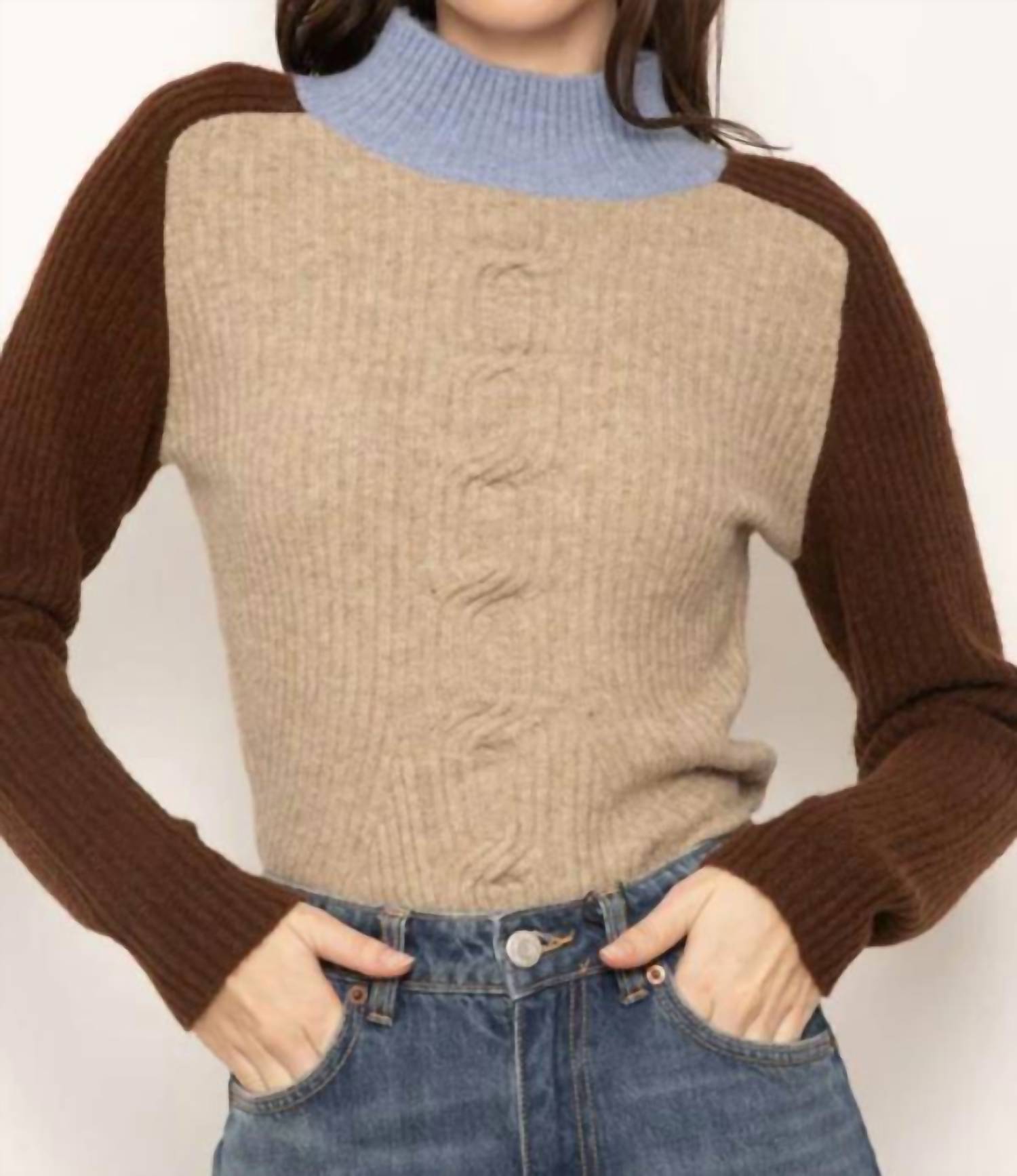 

Свитер с защипами на шее Deacon Tuck Cable Sweater цвета Chocolate Central Park West