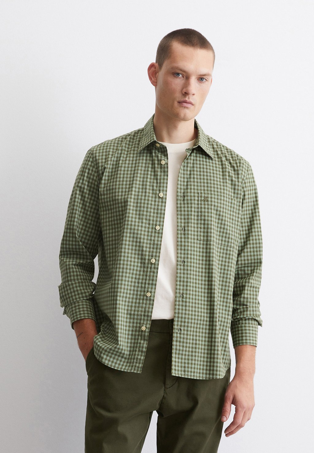 

Рубашка KENT COLLAR ONE RECTANGULAR CHEST POCKET ROUND HEM Marc O'Polo, хаки