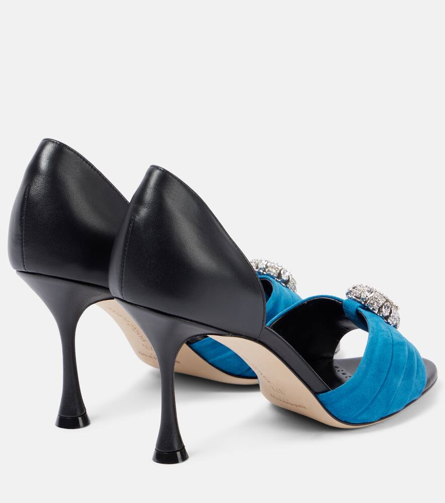 Ansak 90 расшитые замшевые мюли Manolo Blahnik, 4054 Dblu/0015 Blck — фото 2