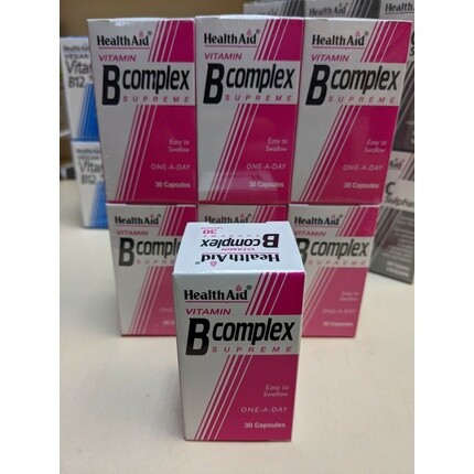 

Комплекс витаминов B Supreme, 30 капсул для веганов, Healthaid