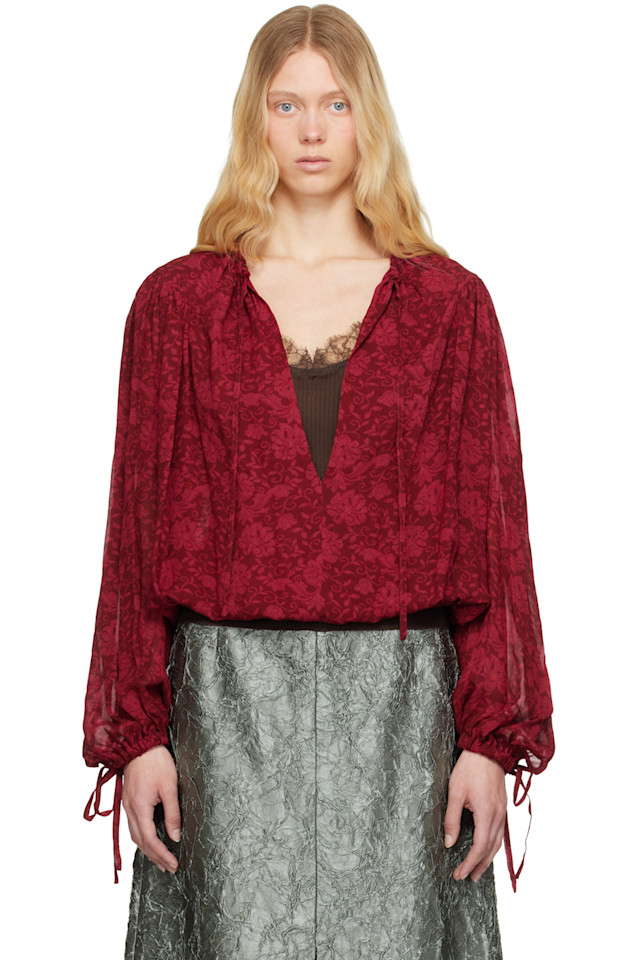 

Блузка с принтом Dries Van Noten, цвет cherry