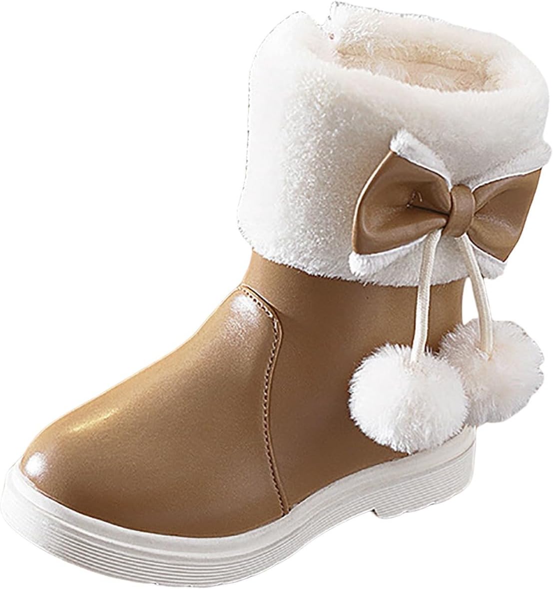 

Детские сапожки IWIHMIV для девочек, модные кожаные короткие сапожки с боковой молнией, зимние утолщенные теплые ботильоны, Khaki