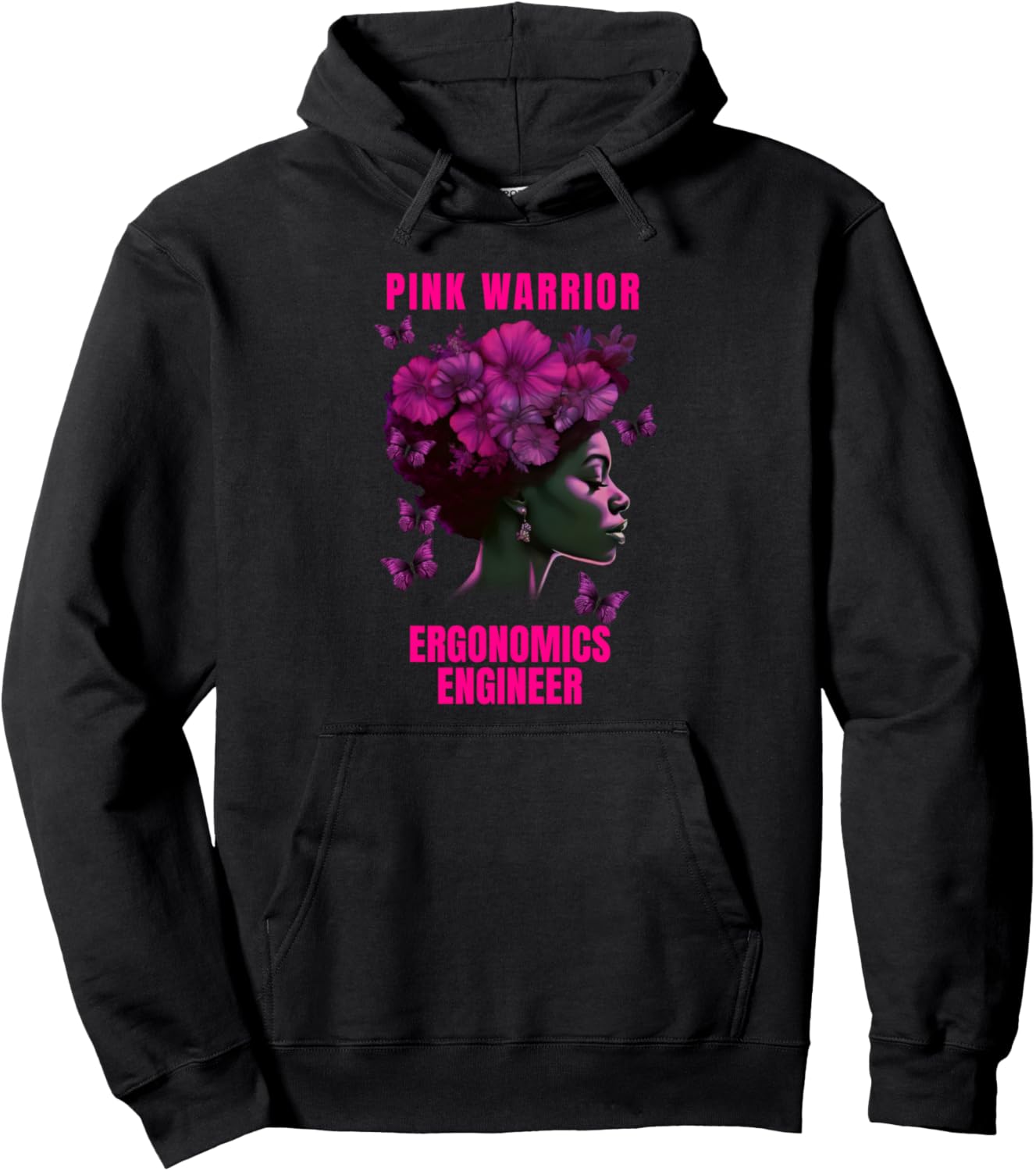 

Худи Pink Warrior в поддержку осведомленности о раке груди Breast Cancer Awareness Design And Gifts, черный