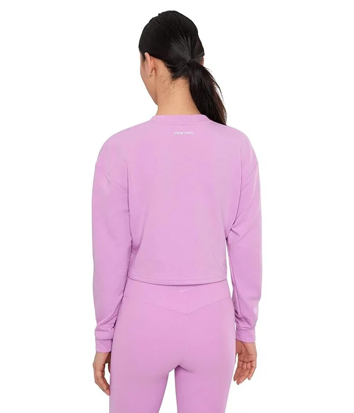Футболка Nike Pro Dri-FIT с круглым вырезом, Light Magenta/Metallic Silver/White — фото 4