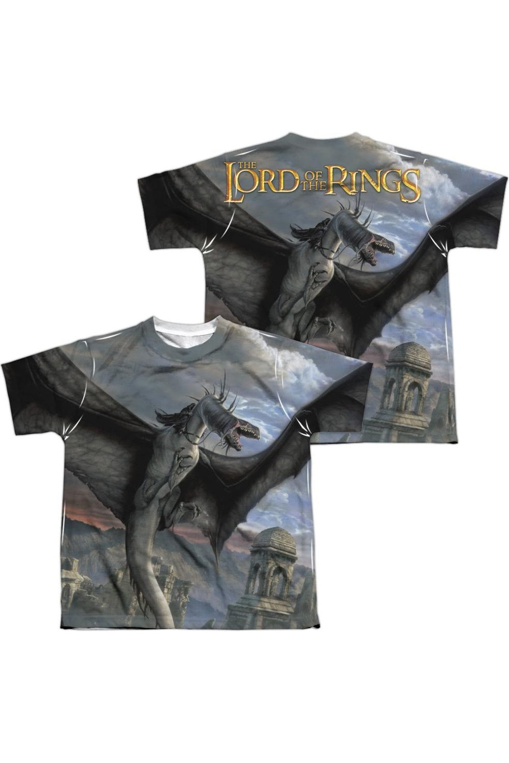 

Футболка молодежная с коротким рукавом Lord Of The Rings Fellbeast (принт спереди и сзади) Gildan, белый