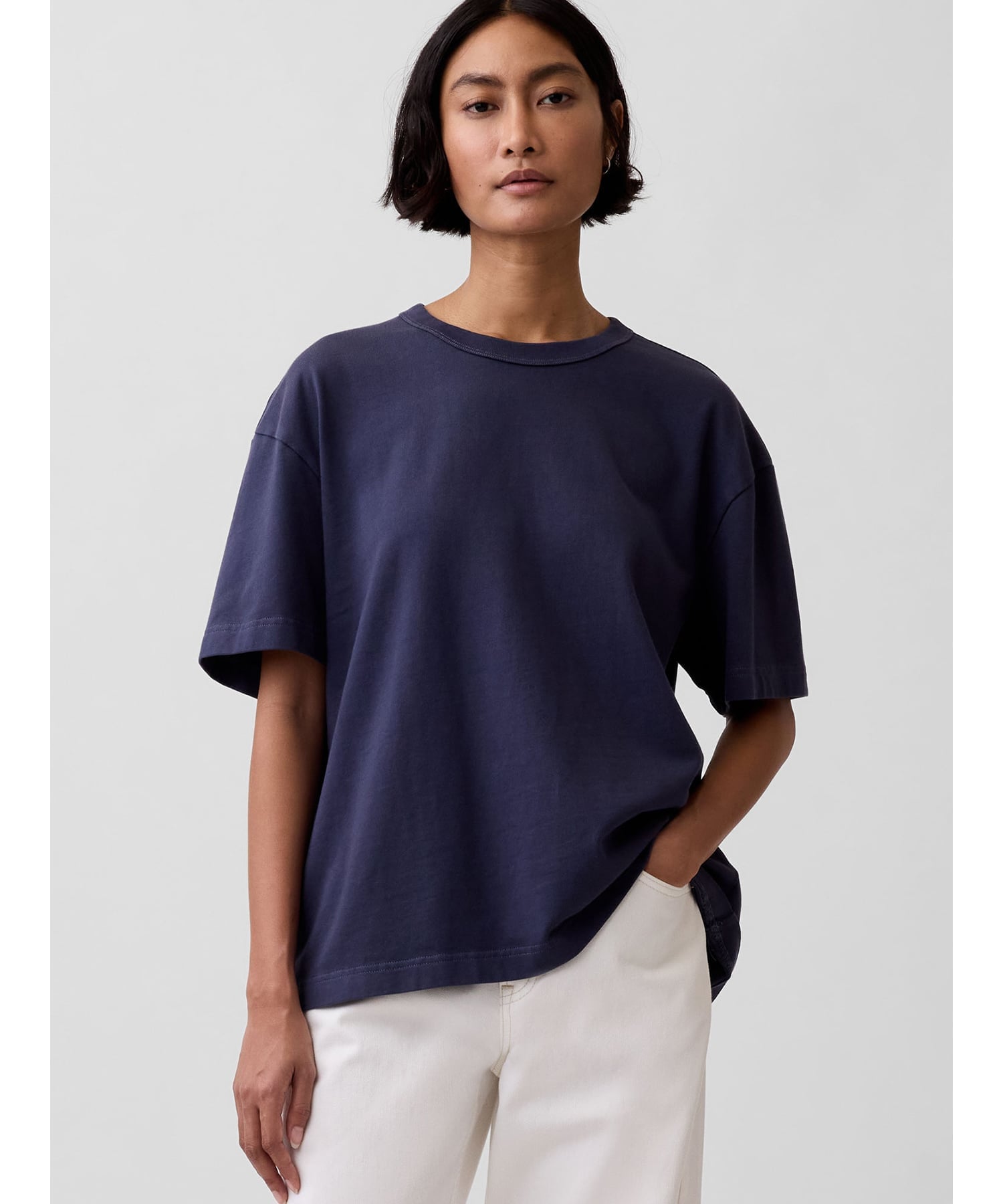 (U) Плотная укороченная футболка GAP, VINTAGE_NAVY — фото 2