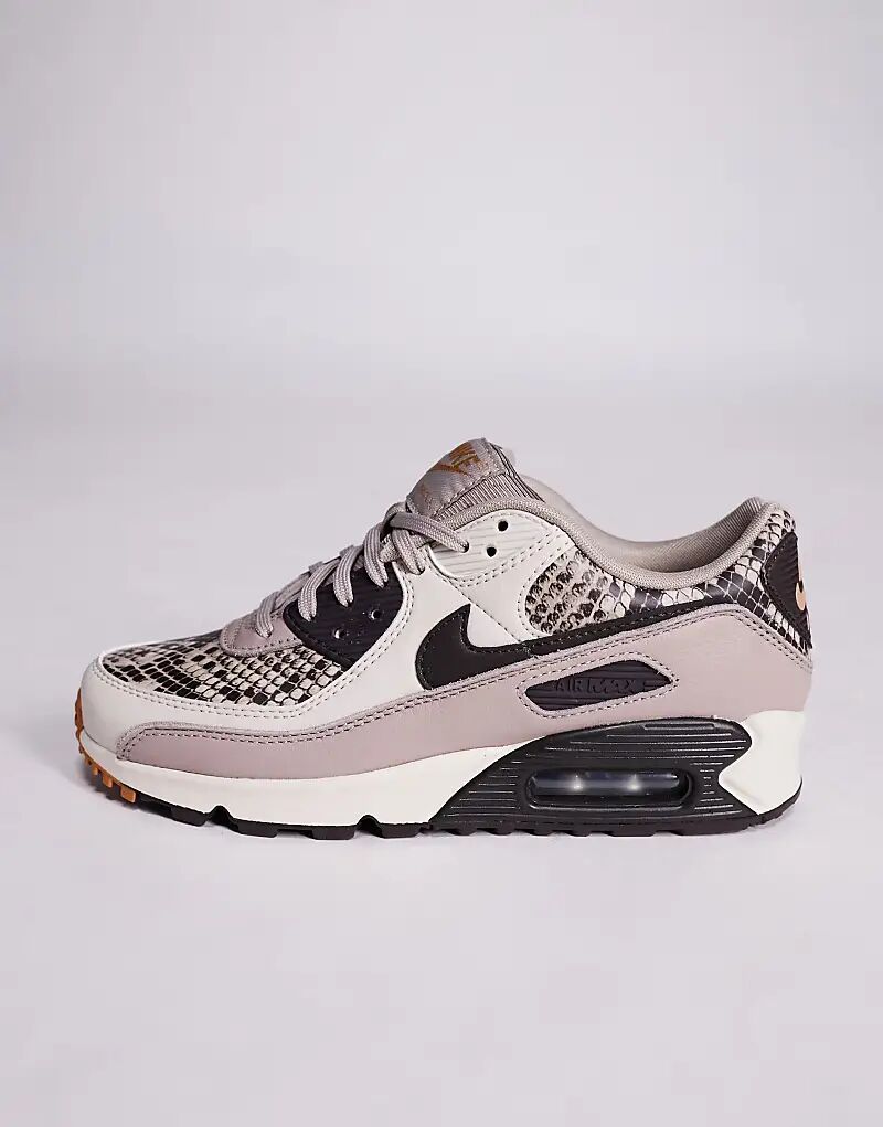 Кроссовки Nike Air Max 90 коричневого цвета со змеиным принтом — фото 2