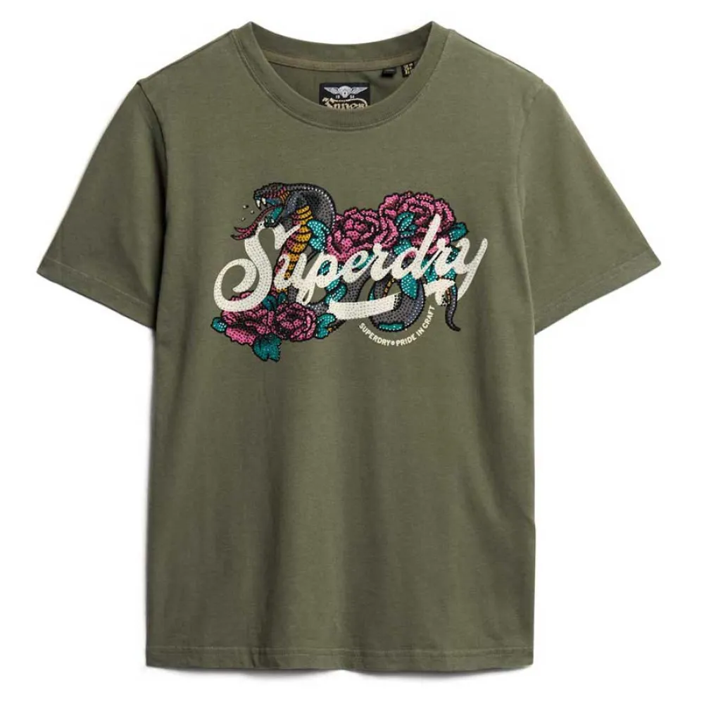 

Футболка Superdry Tattoo Script Relaxed, зеленый