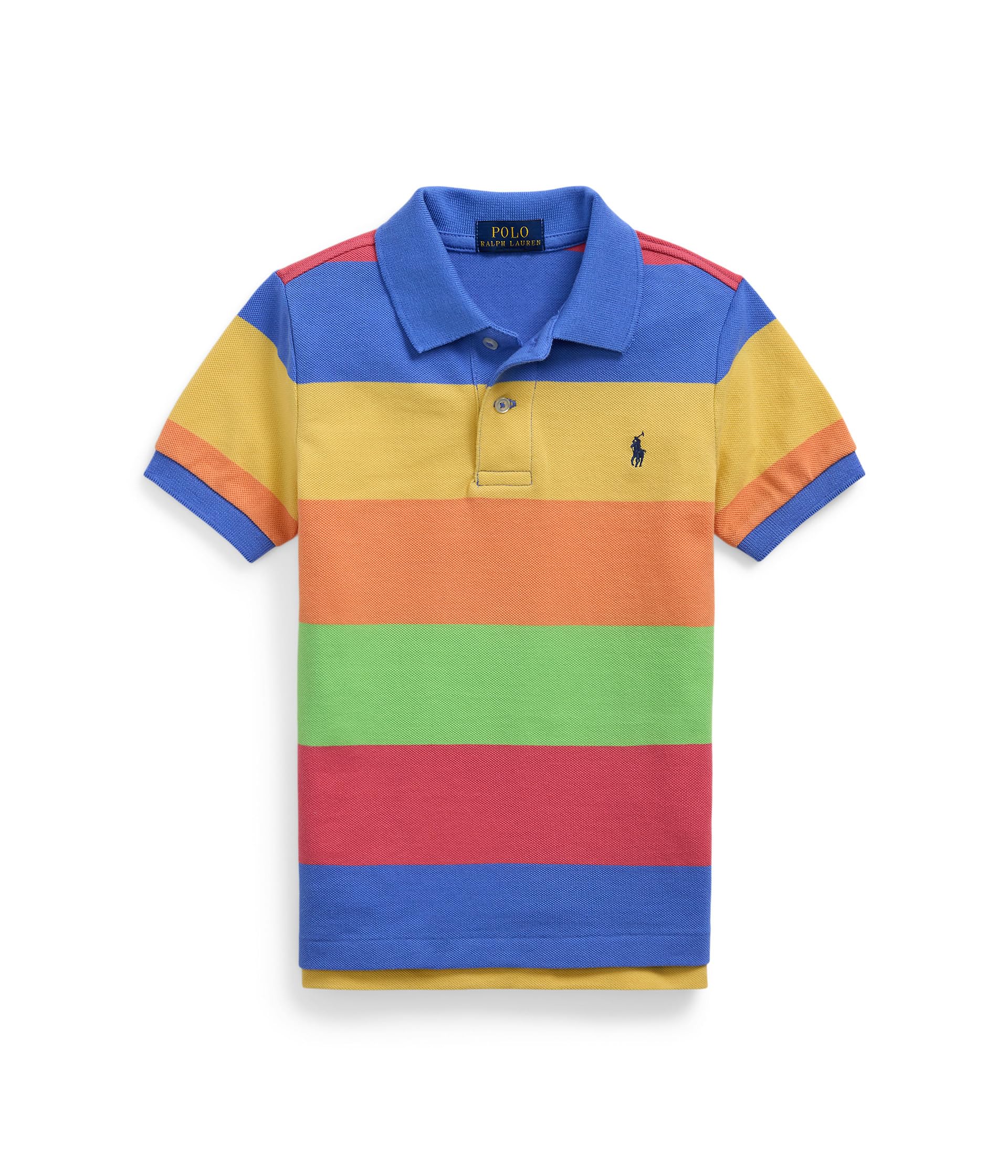 

Поло Polo Ralph Lauren Kids Striped Cotton Mesh Polo Shirt, цвет Blue Flower Multi/C7998