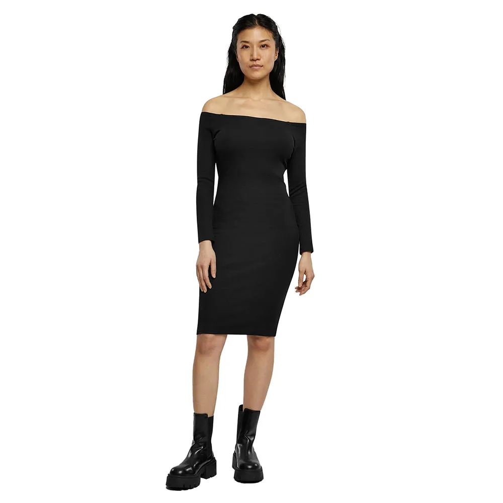 

Платье Urban Classics Off Shoulder Rib long sleeve, черный