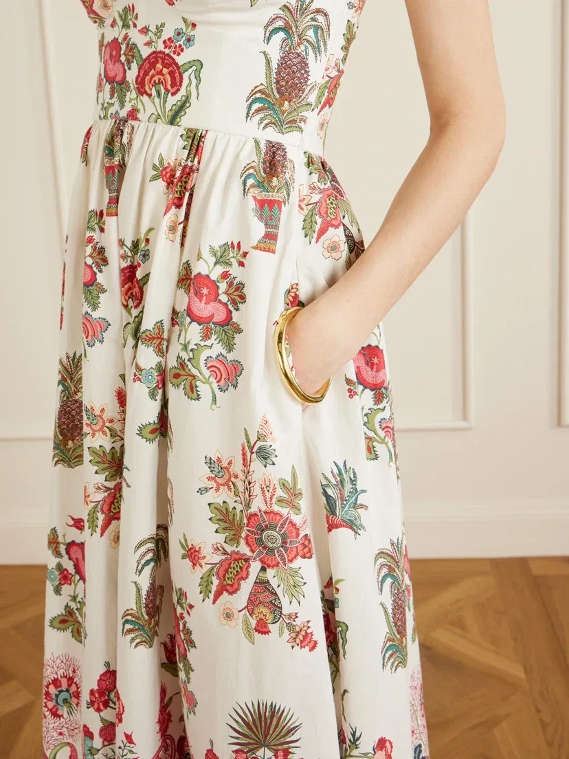 Хлопковое макси-платье Johanna Chintz с цветочным принтом Emporio Sirenuse, красный — фото 4