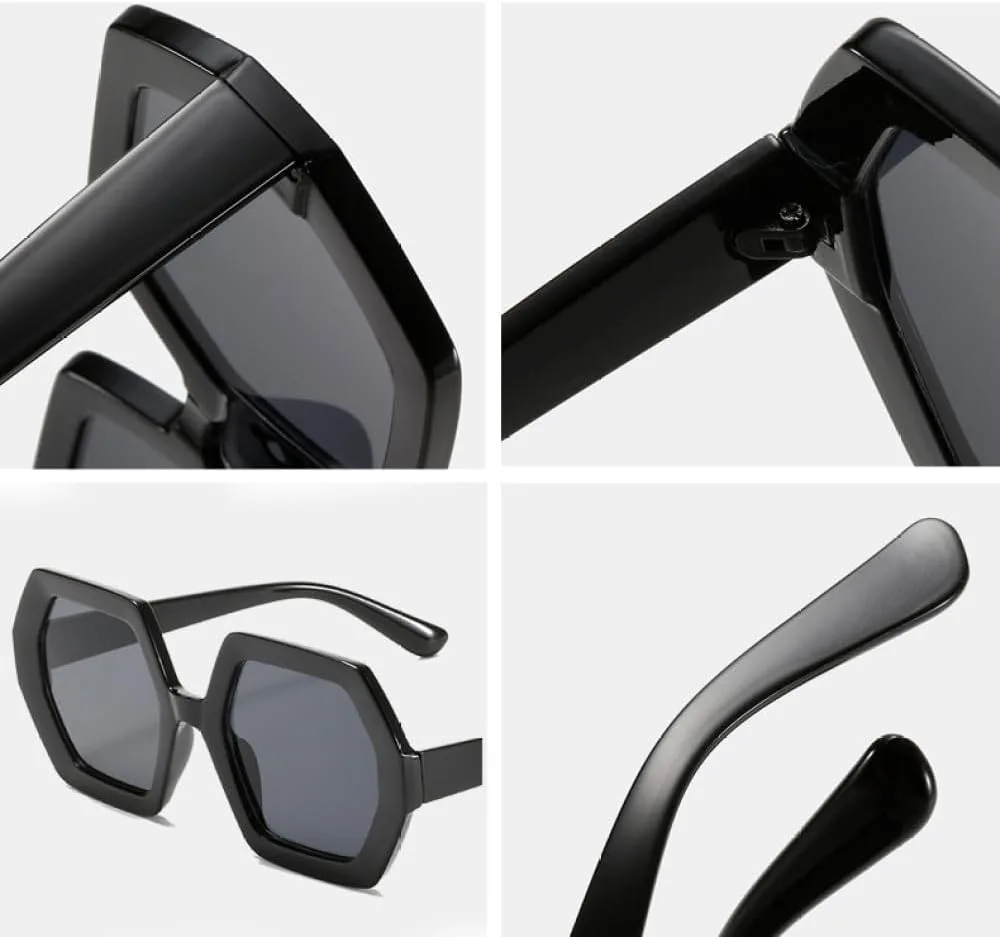 

Квадратные солнцезащитные очки для женщин, большие солнцезащитные очки для женщин, элегантные многоугольные очки, защита от ультрафиолета UV400 MTZJH, C8beige-brown