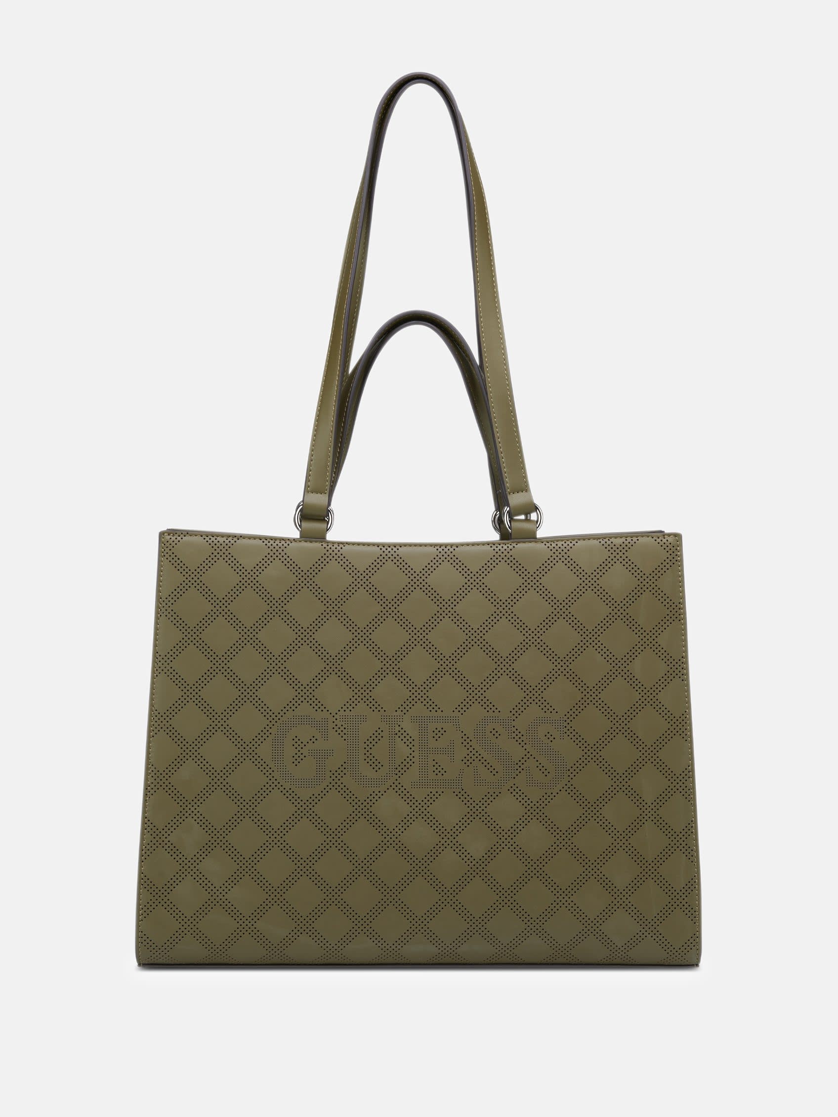 

Перфорированная сумка-шоппер Forber с логотипом Guess Factory, оливковый