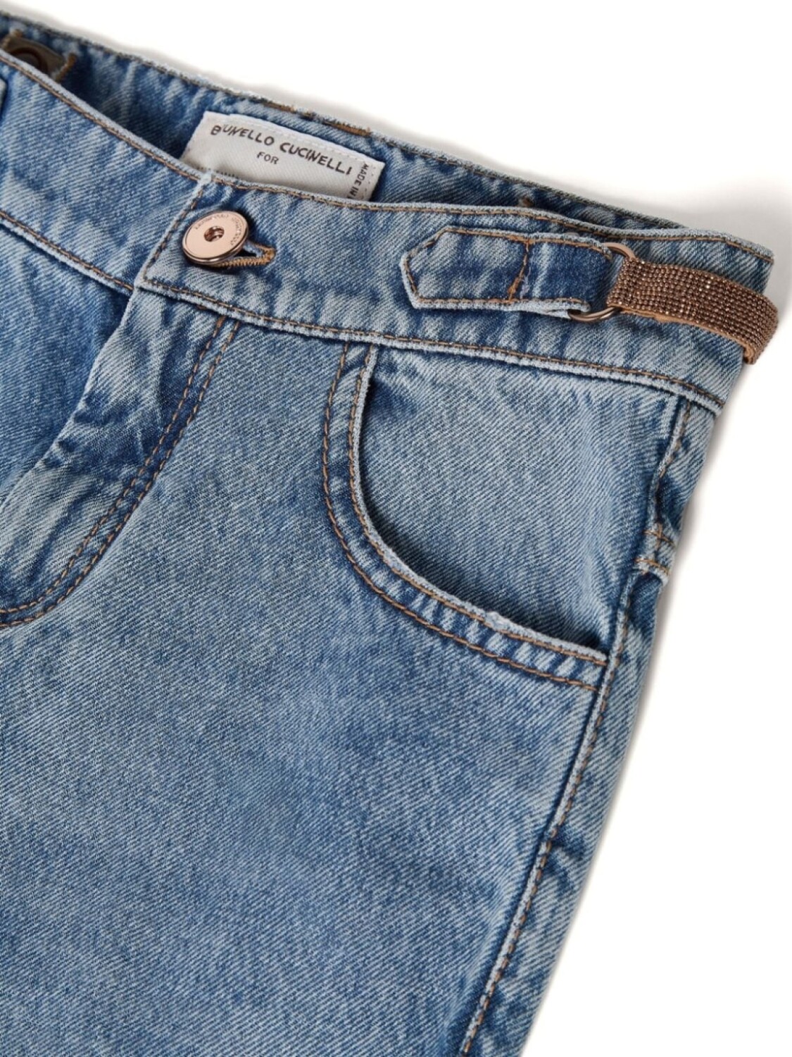 Brunello Cucinelli Kids прямые джинсы средней посадки, синий — фото 3