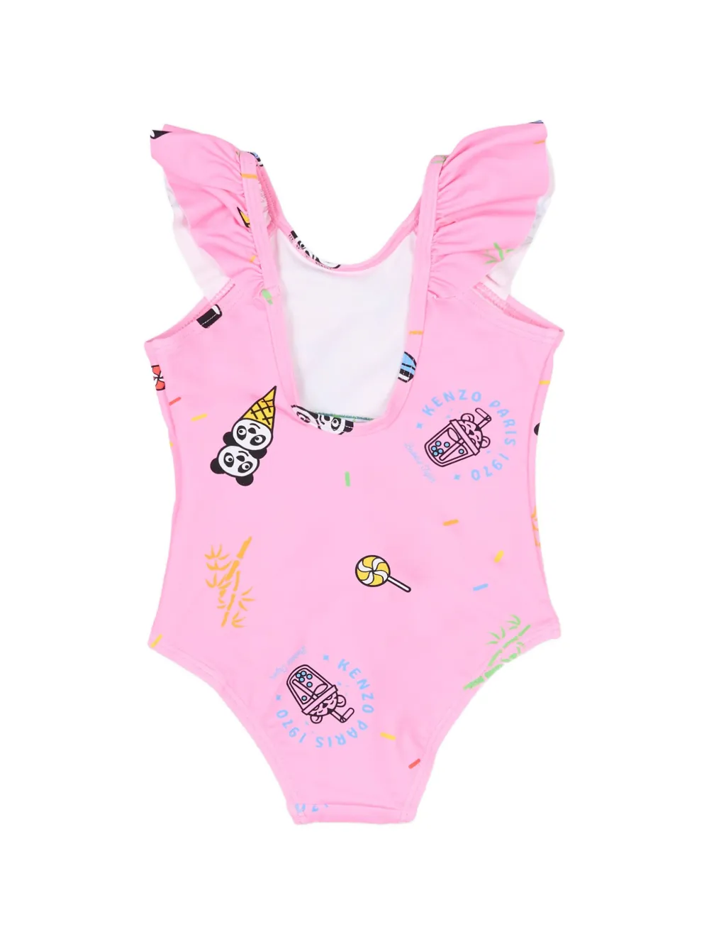 Купальник с оборками и принтом Kenzo Kids, розовый — фото 2