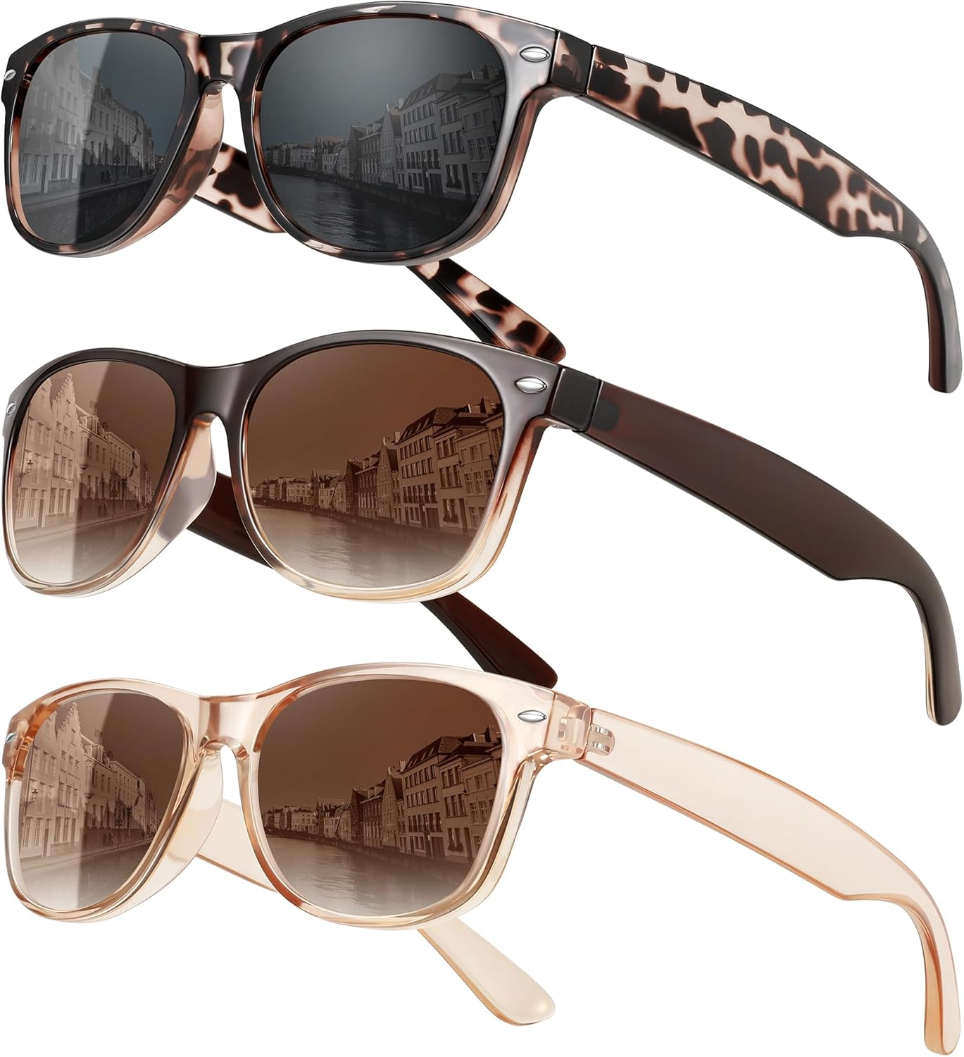 

Классические поляризованные солнцезащитные очки MEETSUN для женщин и мужчин, модные ретро-очки для вождения, защита от УФ-излучения (3 шт.), (3 Pack) Leopard/Brown Gradient/Brown