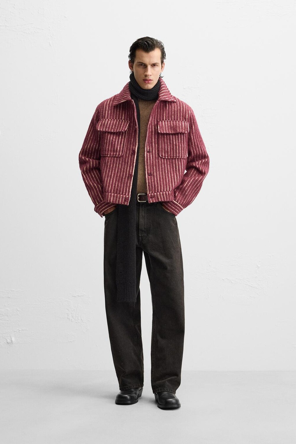 

Полосатая жаккардовая куртка ZARA, малина