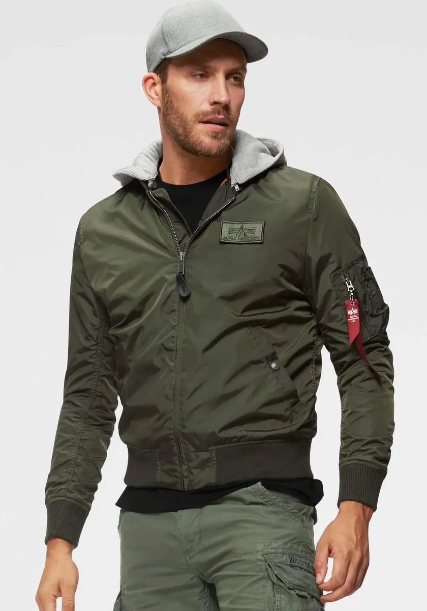 

Куртка-бомбер Alpha Industries "MA-1 TT HOOD", с капюшоном, зеленый