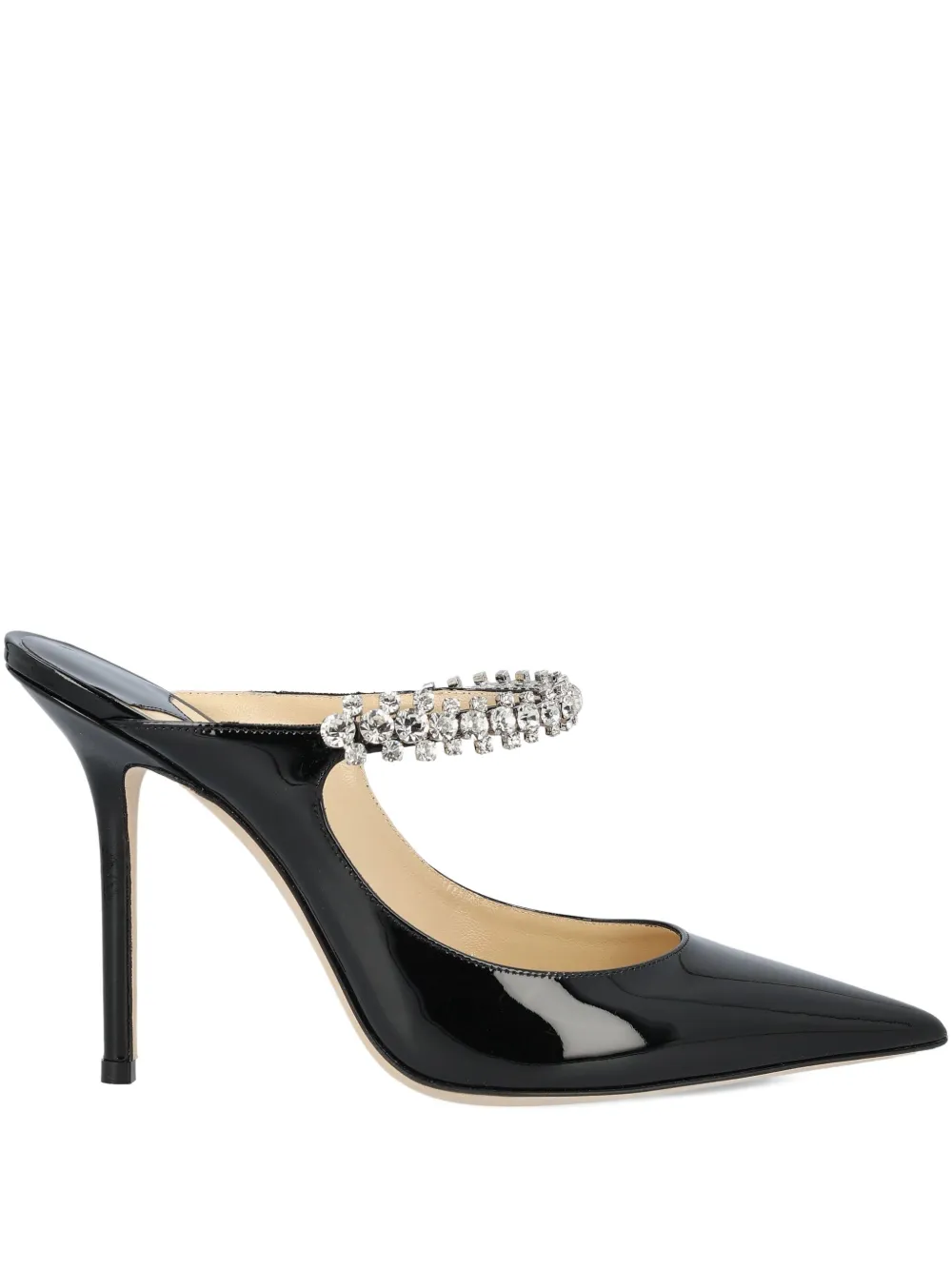 Мюли Bing с кристаллами, каблук 100 мм JIMMY CHOO, черный