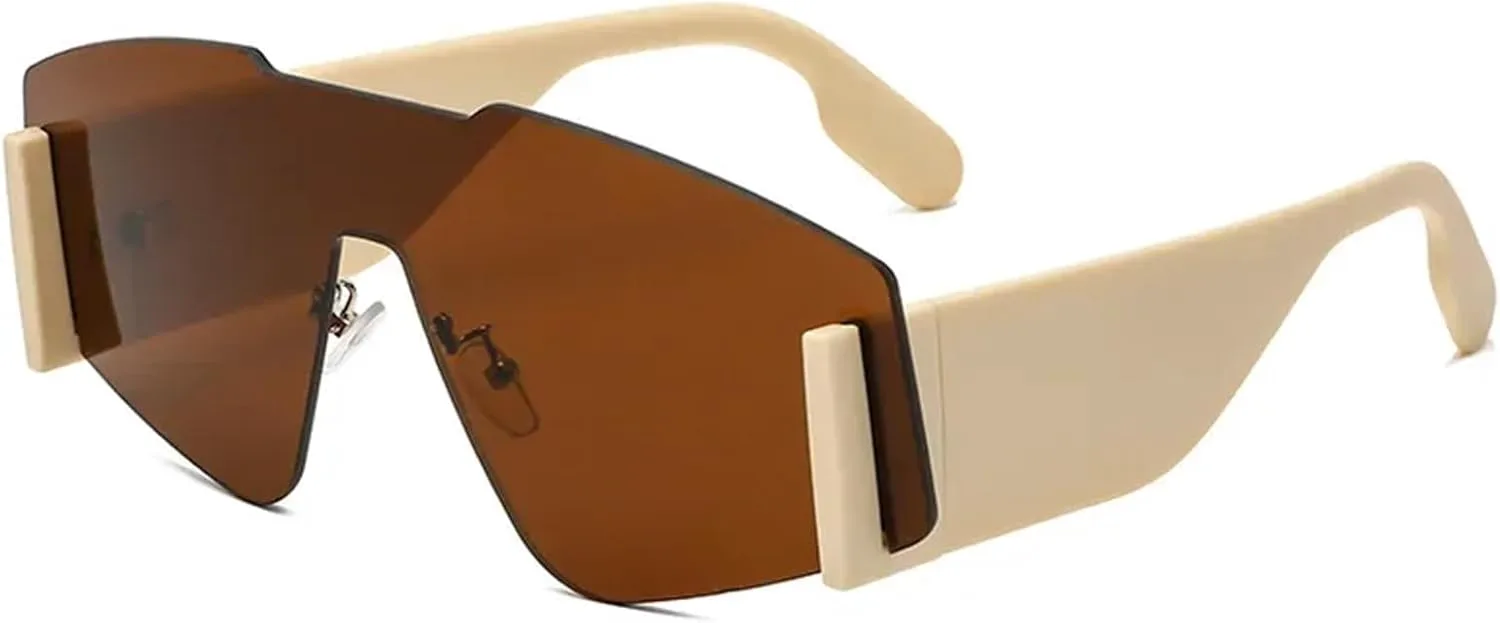 

Винтажные большие квадратные солнцезащитные очки без оправы оранжевого цвета для мужчин и женщин, модный бренд, широкие дужки. Солнцезащитные очки GYTHTPZR, One Color