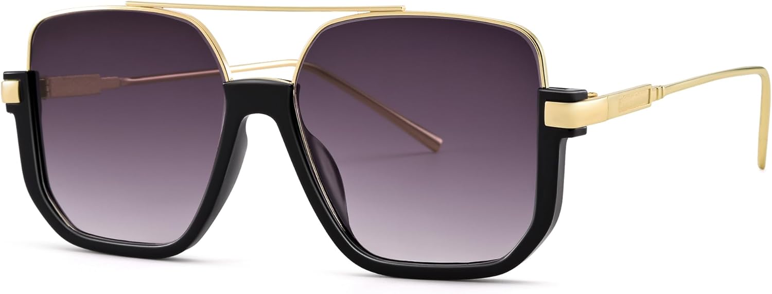 

Солнцезащитные очки-авиаторы RAY SOL в стиле ретро, ​​большие, для женщин и мужчин, квадратная форма, двойная перемычка, модные солнцезащитные очки, Gold Frame/Gradient Gray Lens