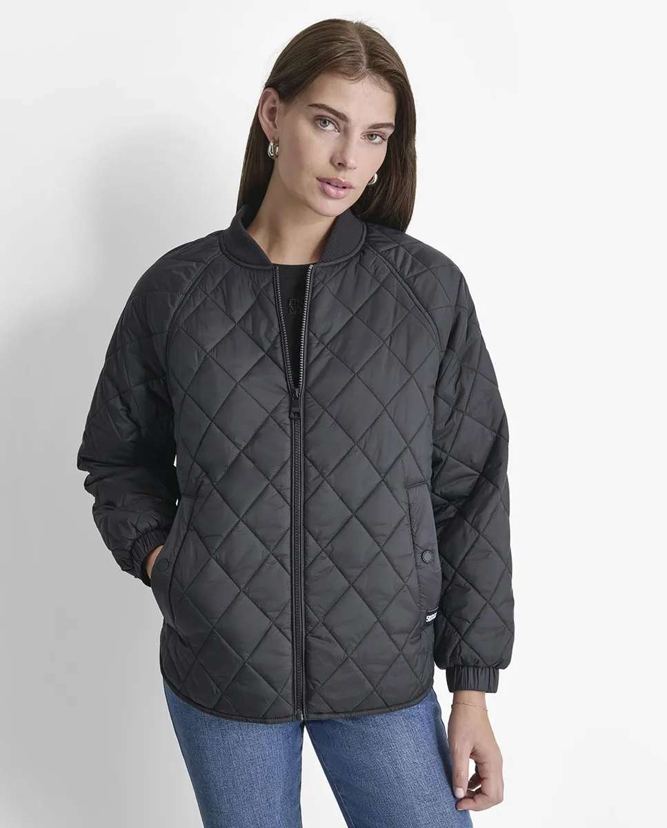 

Женская легкая короткая куртка с ребристым воротником Dkny Jeans, черный