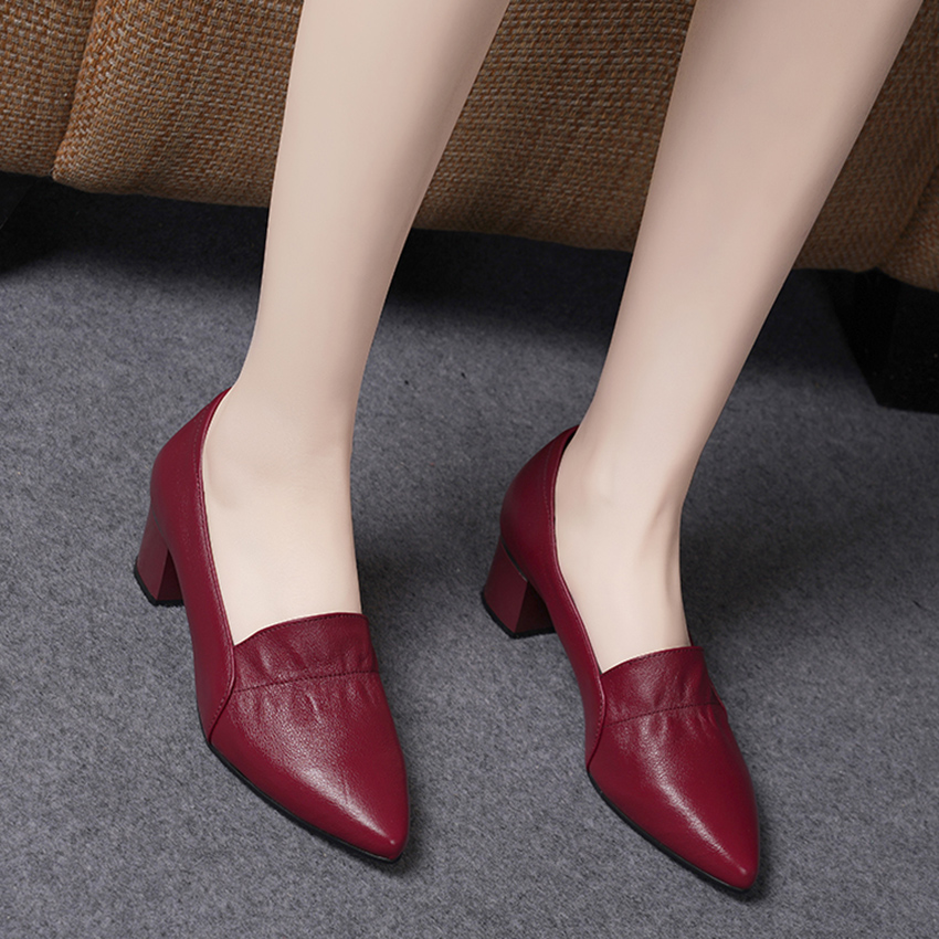 Devanro Женские туфли на платформе с массивным каблуком 5 см красные, цвет Red — фото 4