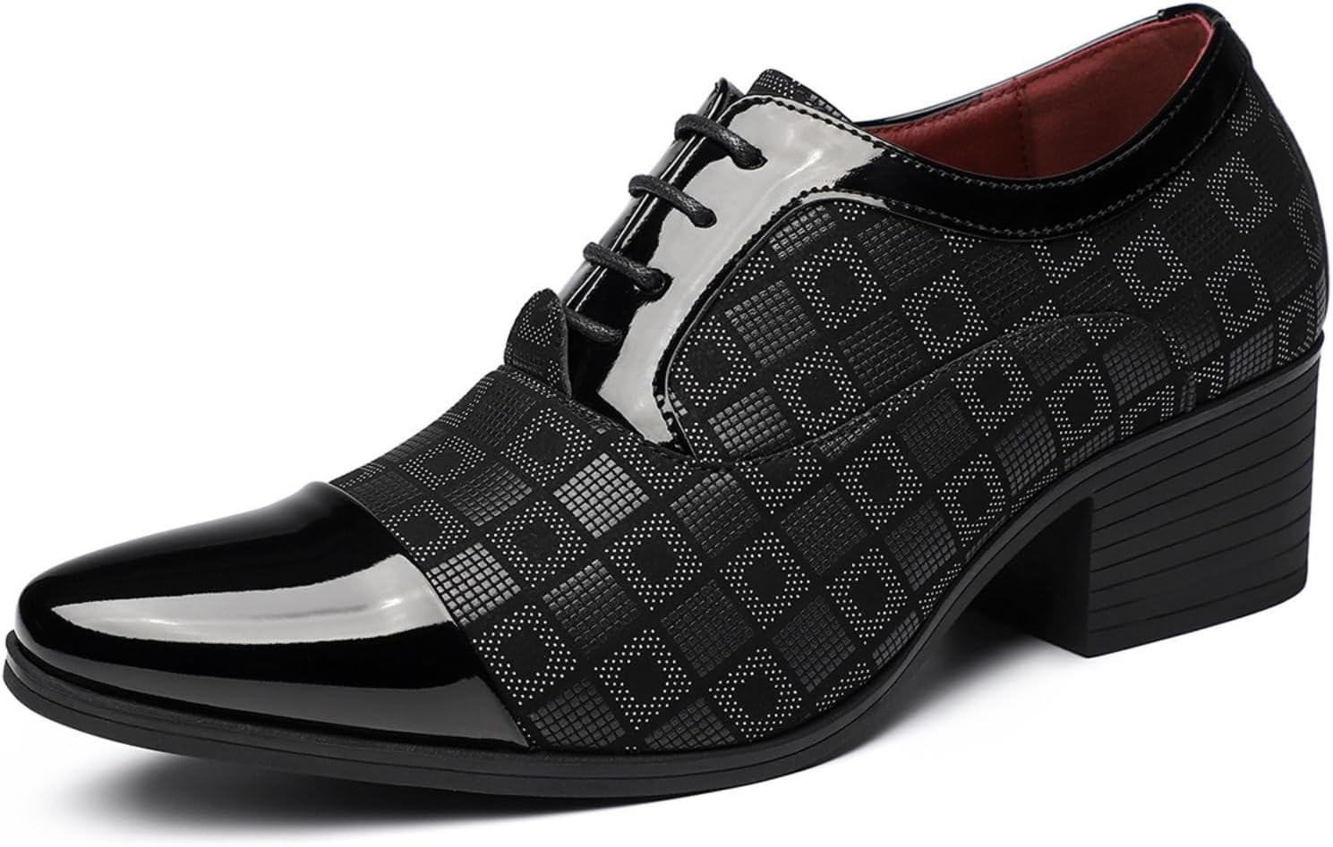 

Мужские туфли-оксфорды с узором из лакированной кожи на толстой подошве, с шнуровкой, уютные, с заплатками, заостренным носком, дерби для вечеринок, свадеб, официальных мероприятий и офисной работы Netehadi, черный