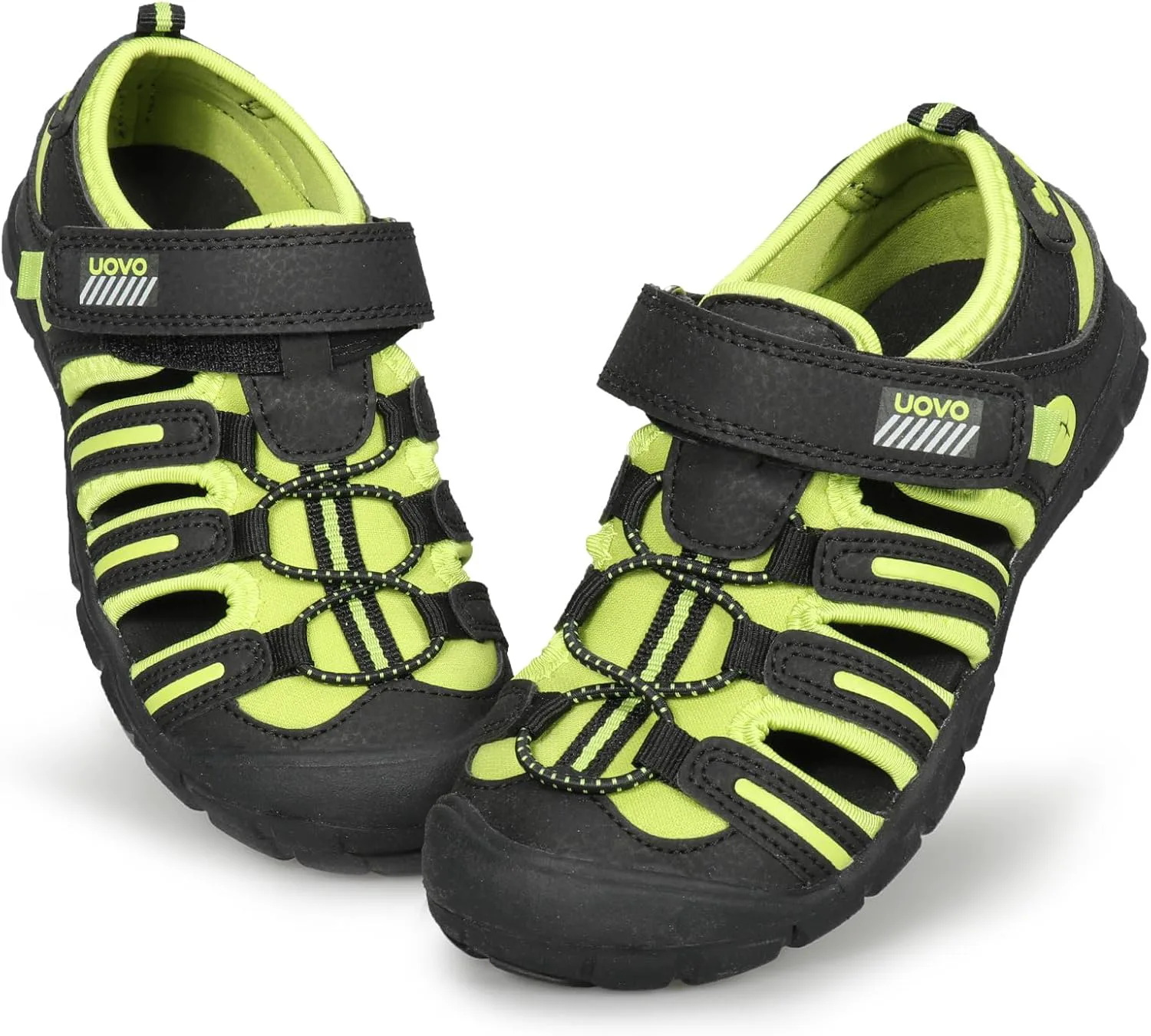 

Сандалии для мальчиков UOVO, детские сандалии, походные спортивные с закрытым носком, пляжные летние сандалии для мальчиков, быстросохнущие, противоскользящие, черный/зеленый