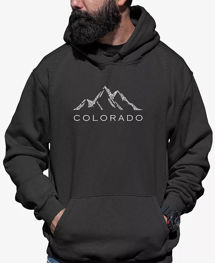 

Мужская худи с длинным рукавом Colorado Ski Towns Word Art LA Pop Art, серый