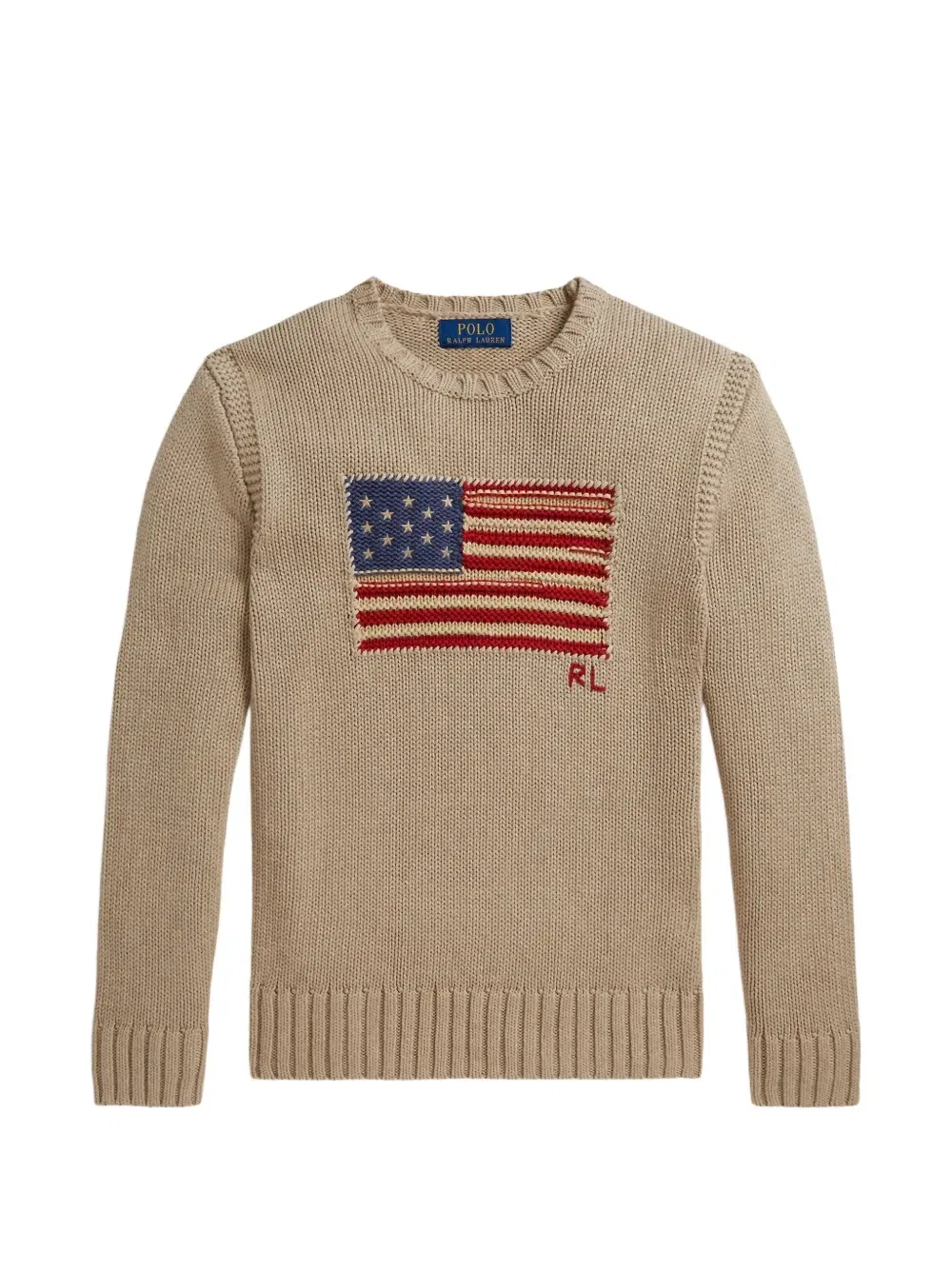 Свитер с контрастной отделкой POLO RALPH LAUREN KIDS, бежевый
