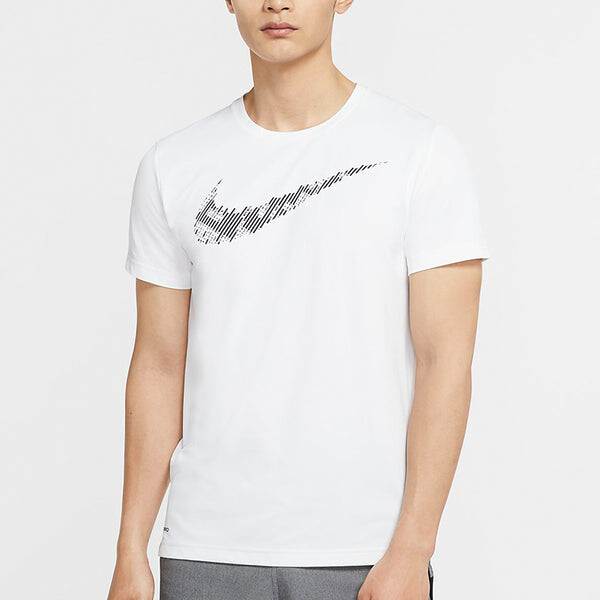 Футболка dri fit печать тренировочные короткий рукав Nike, белый — фото 3
