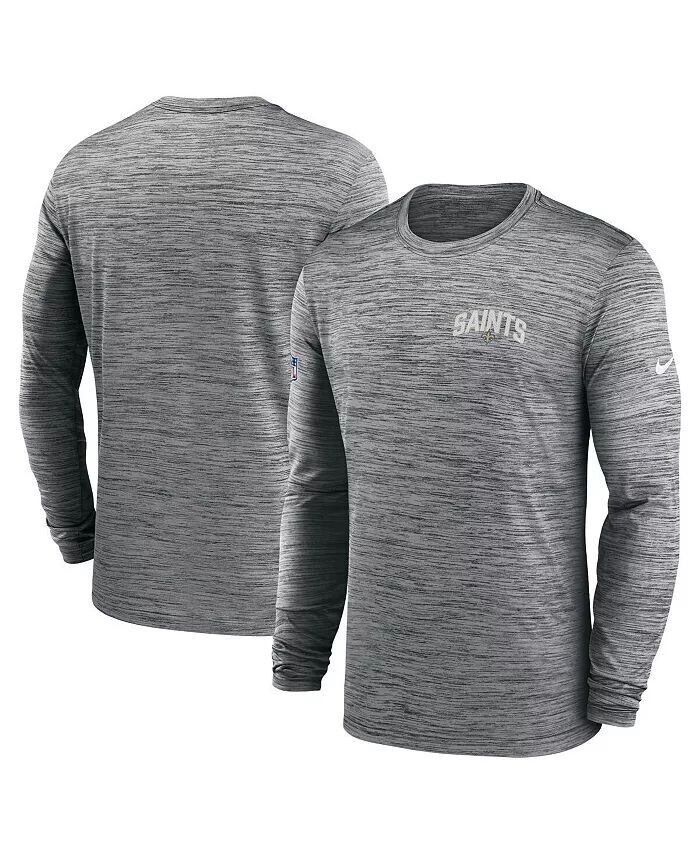 

Мужская серая футболка New Orleans Saints Velocity Athletic Stack Performance с длинным рукавом Nike