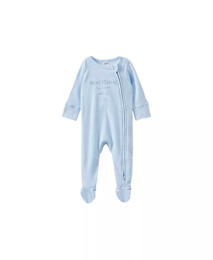 

Комбинезон для мальчиков с ажурной вязкой и молнией Baby Boys Pointelle Zip All In One Romper COTTON ON, синий