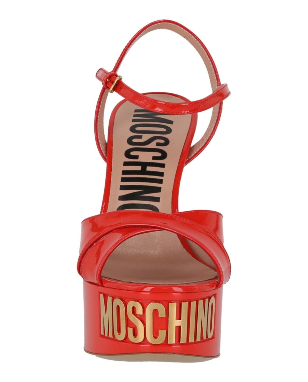 Сандалии на платформе с металлическим логотипом Moschino, оранжевый