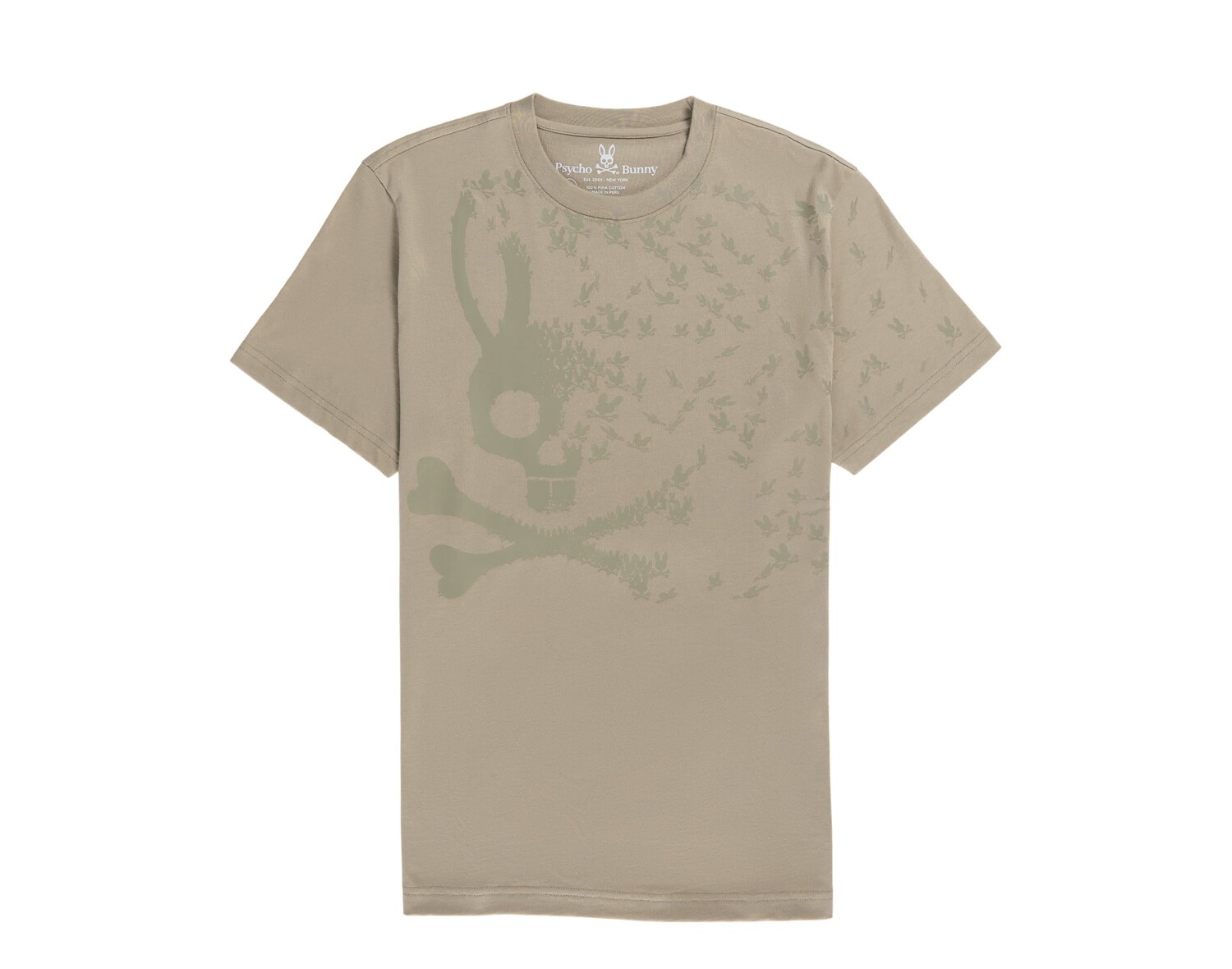 

Мужская футболка Psycho Bunny Mullen с круглым вырезом и рисунком мокрого песка B6U618X1PC-WTD, коричневый
