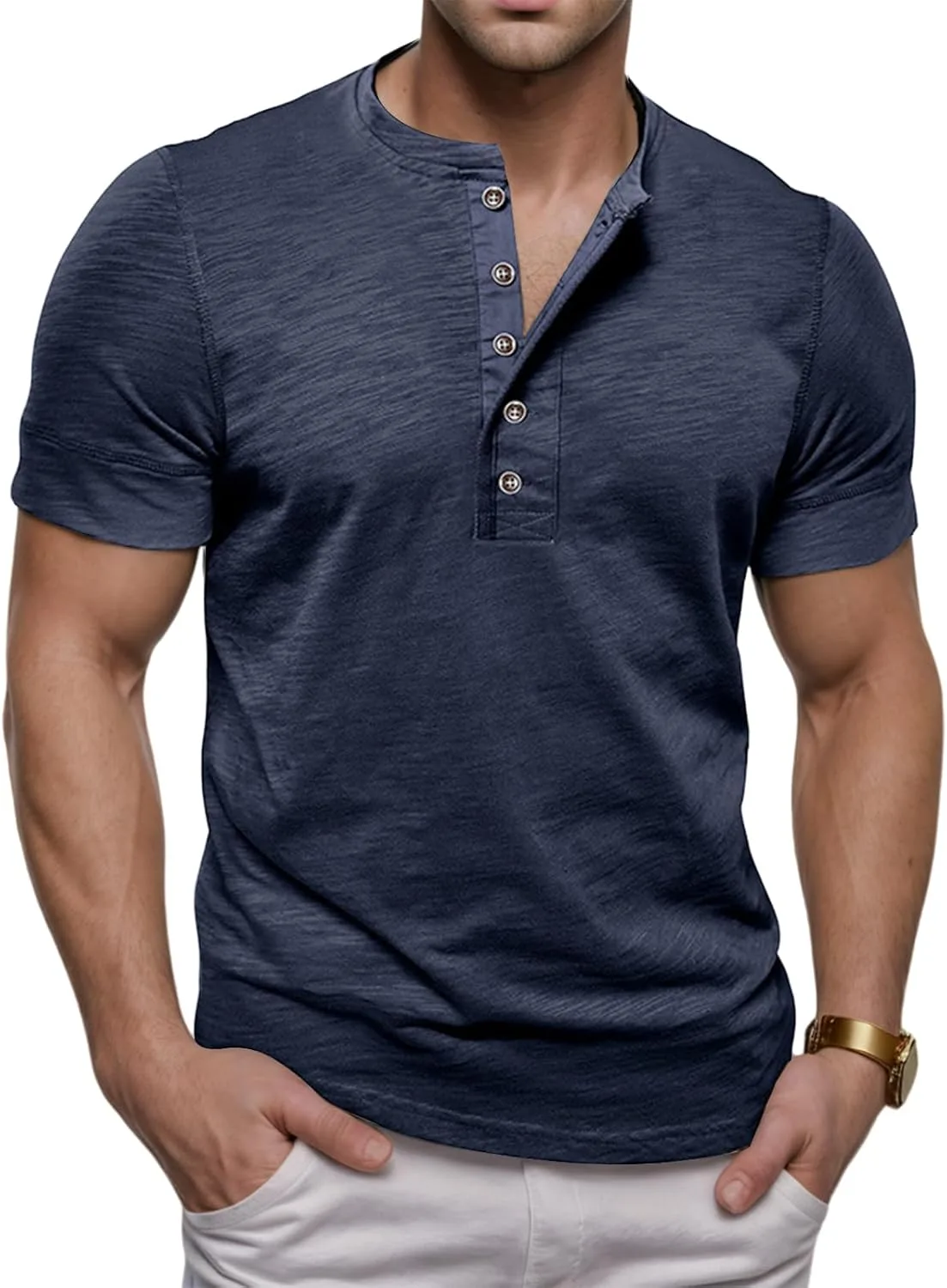 

Мужская футболка хенли с коротким рукавом Thatrich