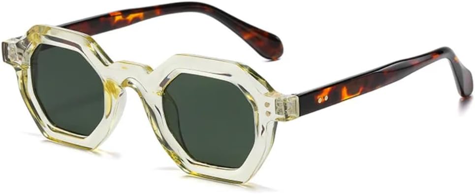 

Солнцезащитные очки для мужчин и женщин - защита UV400 - маленькая оправа с заклепками, градиентные линзы, для занятий спортом на открытом воздухе и вождения DSVIGF, Yellow Dark Green