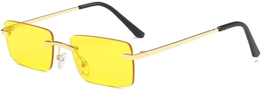 

Модные прямоугольные солнцезащитные очки для женщин и мужчин, без оправы, маленькие солнцезащитные очки, женские и мужские очки с защитой от УФ-излучения UV400 generic, Yellow