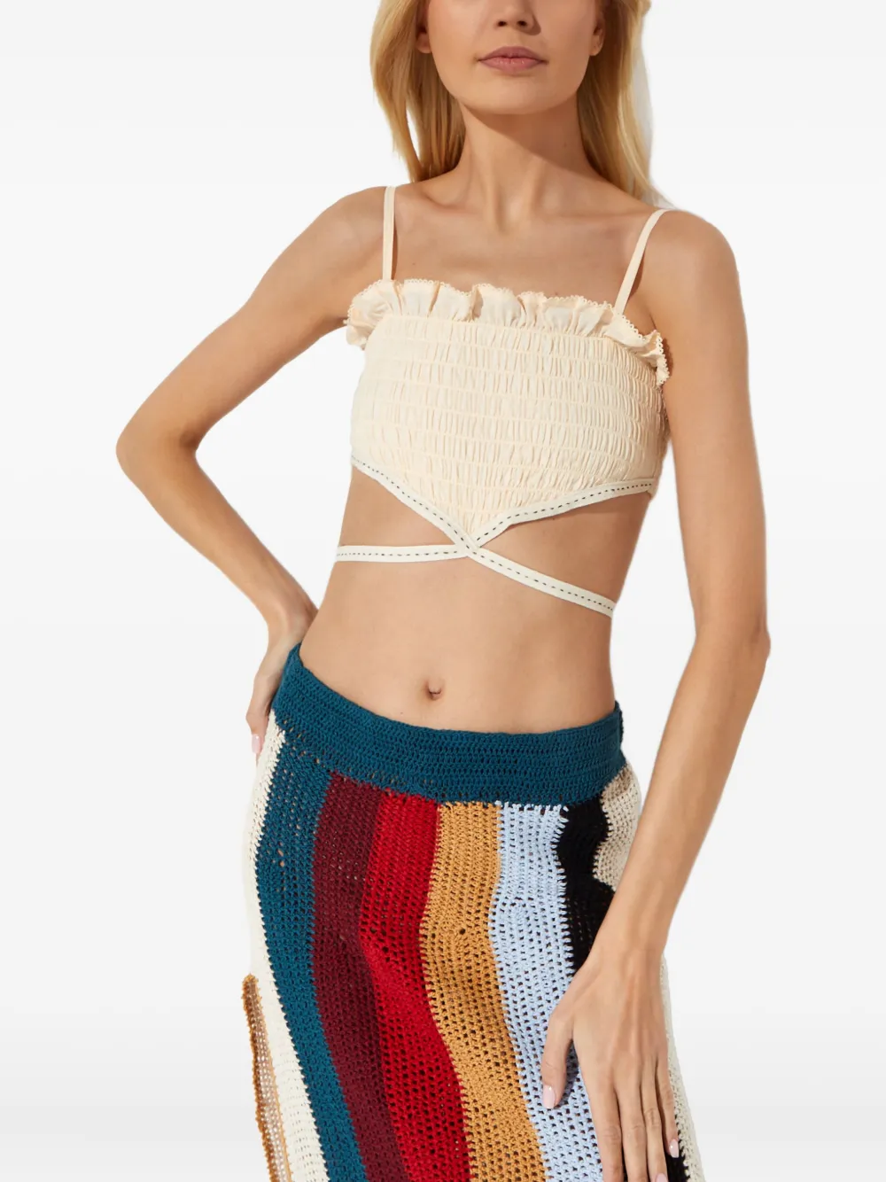 

Топ Amari с оборками и завязками Agua Bendita, белый