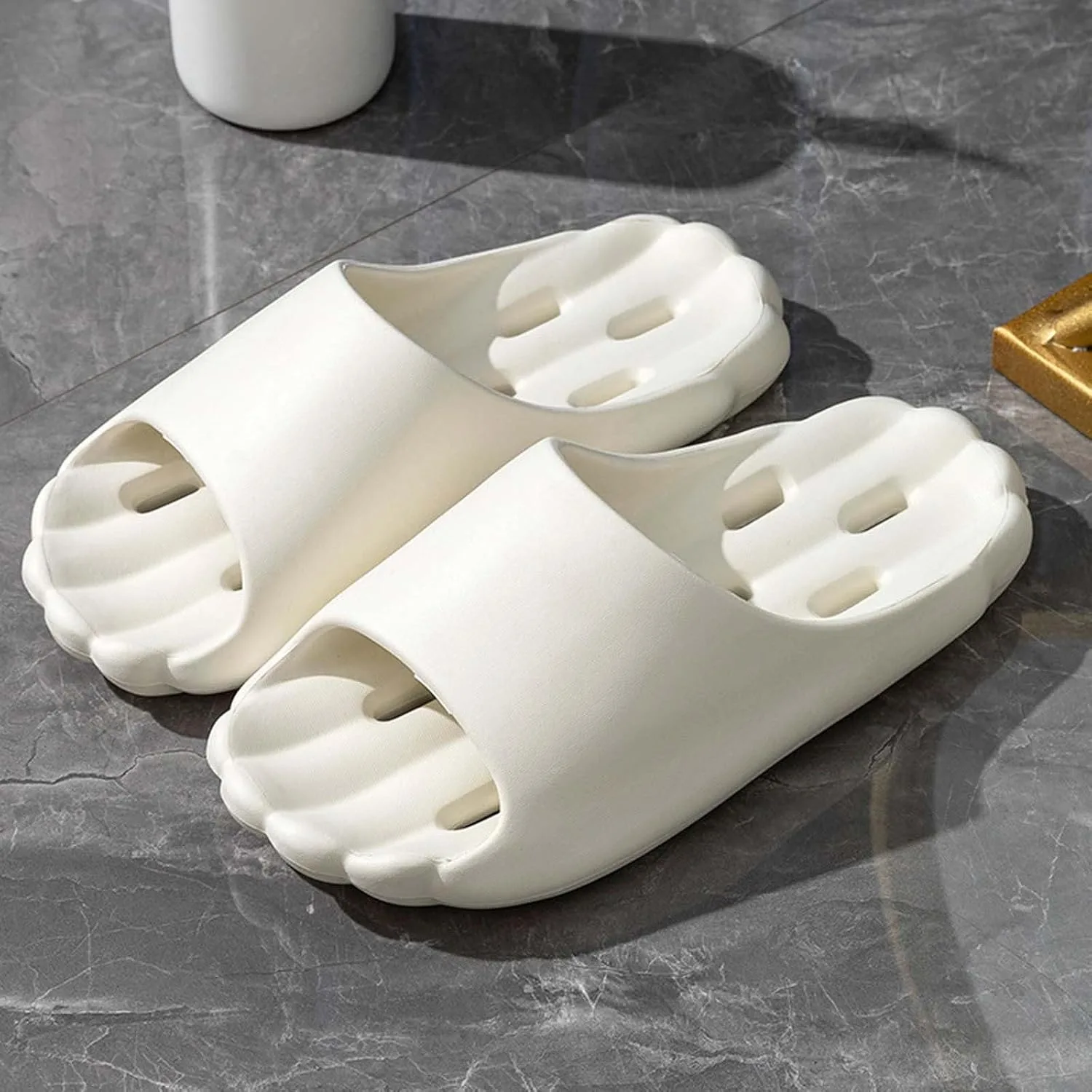 Женские и мужские тапочки, летние развлечения, женские тапочки, нескользящие сандалии, мягкие тапочки, удобные домашние тапочки Rufengz, белый — фото 2