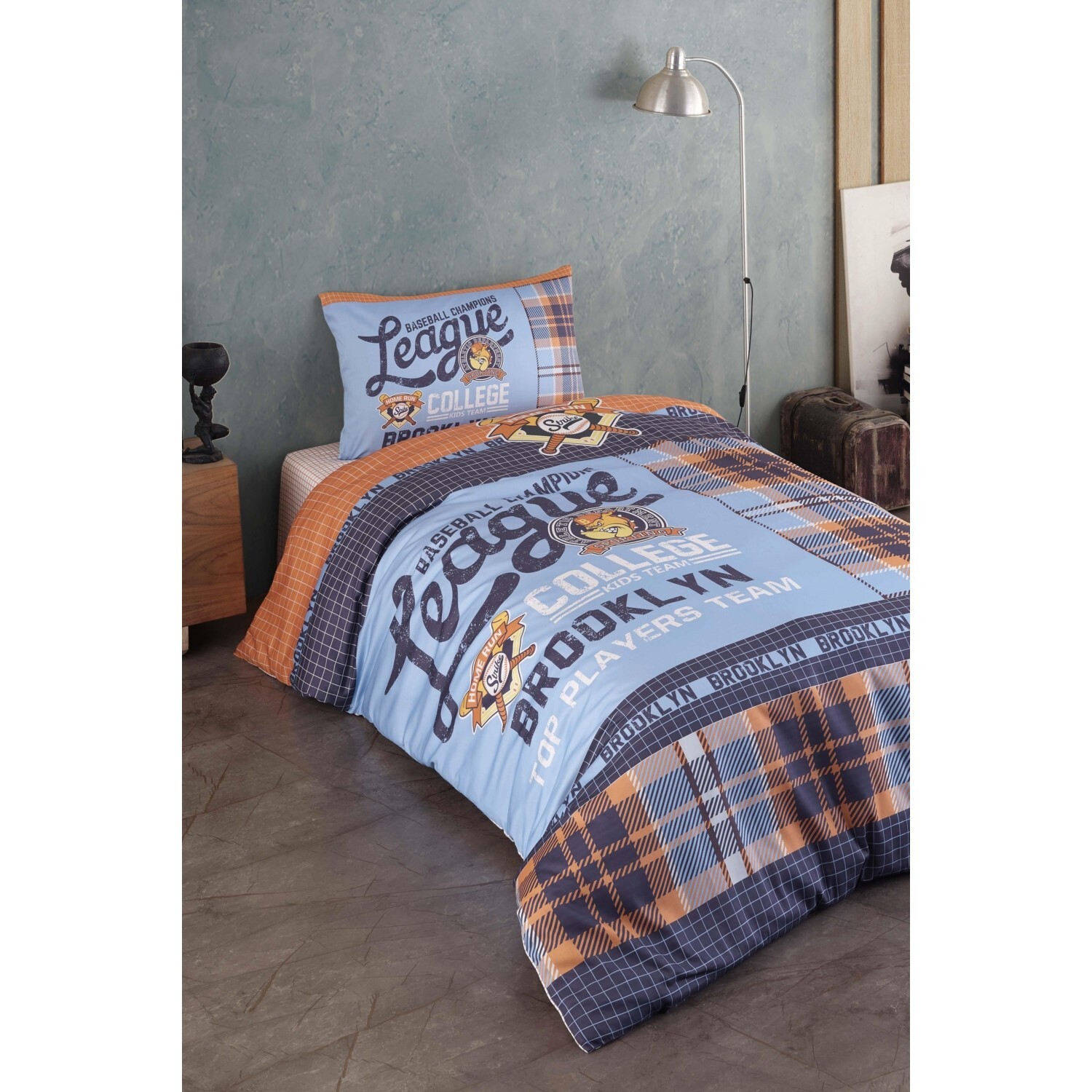 

Комплект постельного белья Varol Laura Home из 100 % хлопка и атласа для молодых - Бейсбол