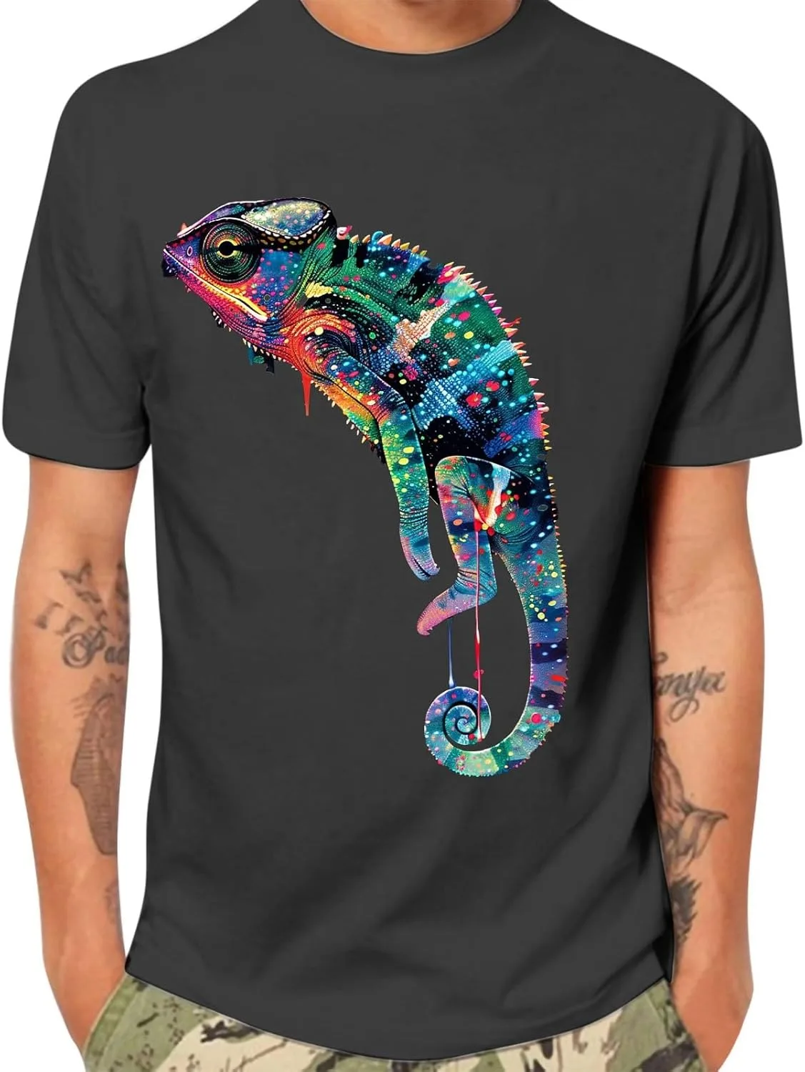 

Мужская футболка с принтом ящерицы, легкая и дышащая