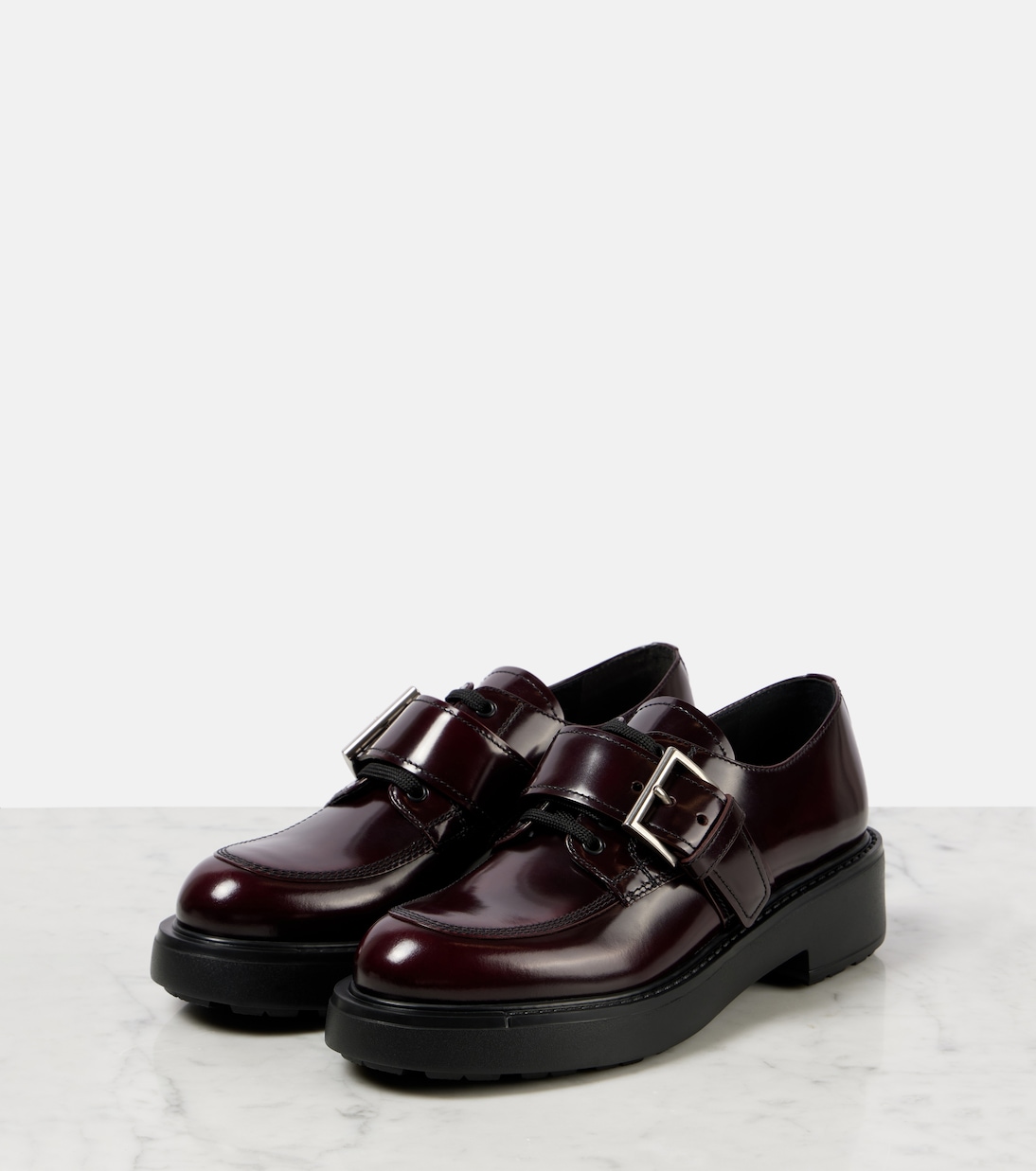 Кожаные туфли Diapason Derby Prada, Cordovan — фото 4