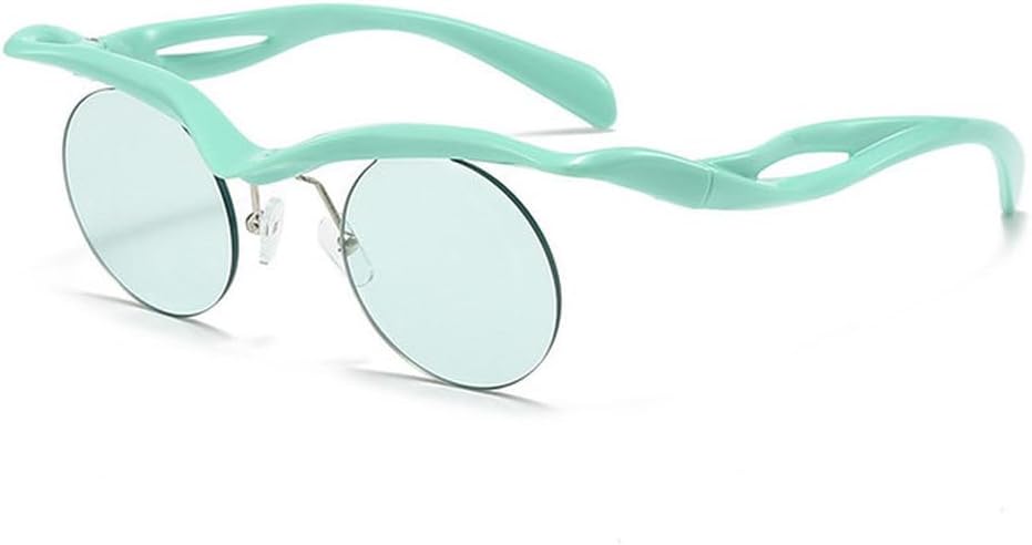 

Солнцезащитные очки без оправы с вырезом под брови, персонализированные, в маленькой оправе, с круглым зеркальным солнцезащитным козырьком и ажурной вставкой, защита от УФ-излучения UV400, SUN2888 Generic, Green