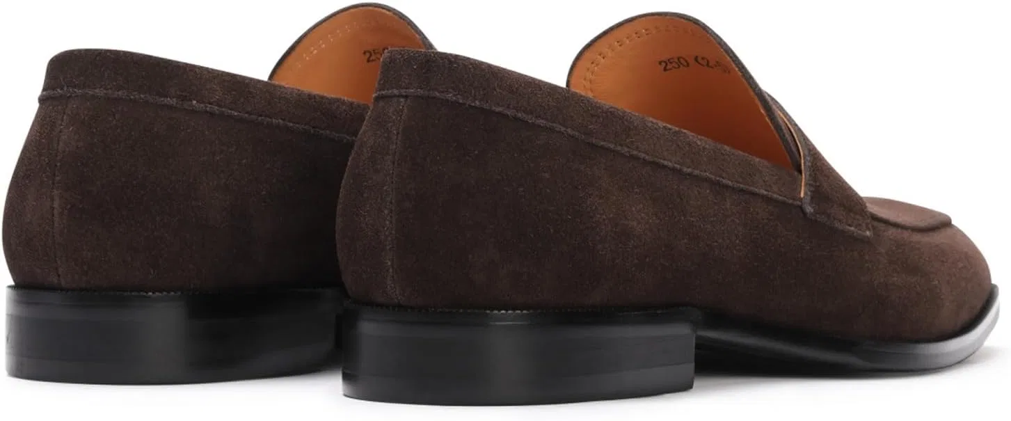 Лоферы, кожаные, повседневные, Penny Loafers, замша темно-коричневый FIAVOM — фото 4