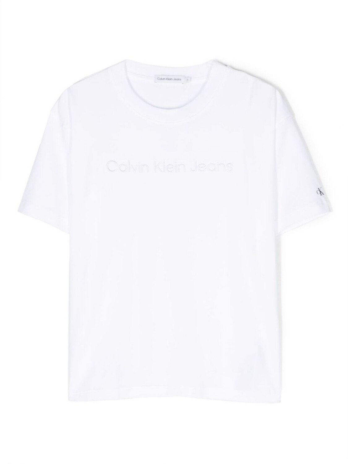 

Футболка с круглым вырезом и вышитым логотипом Calvin Klein Kids, белый